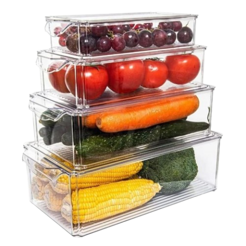 Set de 4 Conteneurs de Réfrigérateur Decakila –Transparent