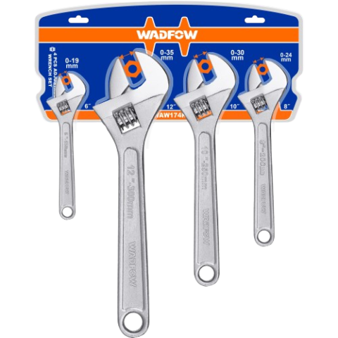 Jeu de 4 Clés à Molette – En Acier Carbone Forgé (6", 8", 10", 12")