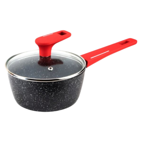 Casserole Decakila 16 cm Granit – Induction et Manche Rouge
