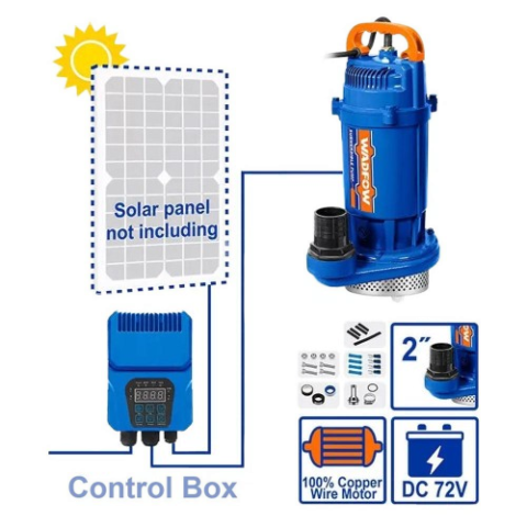 Pompe Immergée 72V 1100W (1.5 HP) pour Eau Claire - WWPQDC04