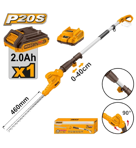Taille-Haie sur Perche Sans Fil 20V (Longueur 2.4m Max) | Kit Complet CPHT2016012 (1 Batterie 2.0Ah + 1 Chargeur)