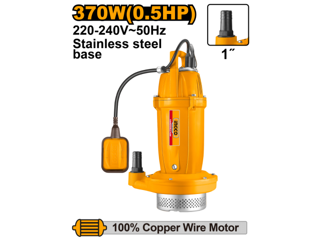 Pompe submersible 1/2 CV 370 W 100 L/min Hauteur 17 m INGCO