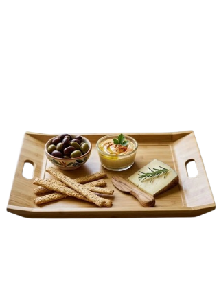 PLATEAU DE SERVICE COULEUR BAMBOU AVEC PRISE EN MAIN