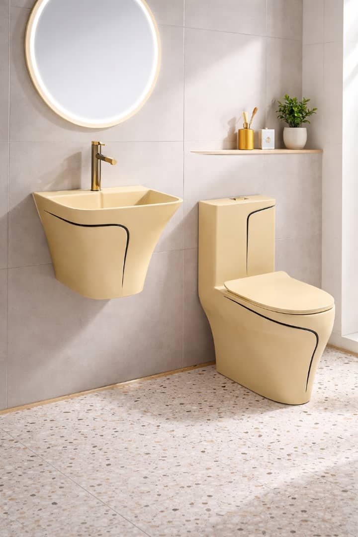 Ensemble sanitaire wc compact et lavabo suspendu