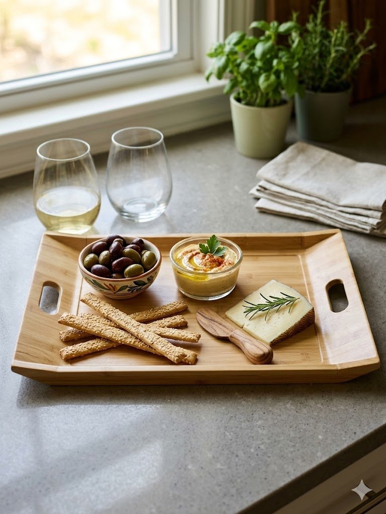 PLATEAU DE SERVICE COULEUR BAMBOU AVEC PRISE EN MAIN