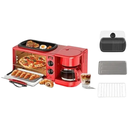 Station de Petit-Déjeuner 3 en 1 Decakila - Four, Cafetière et Poêle