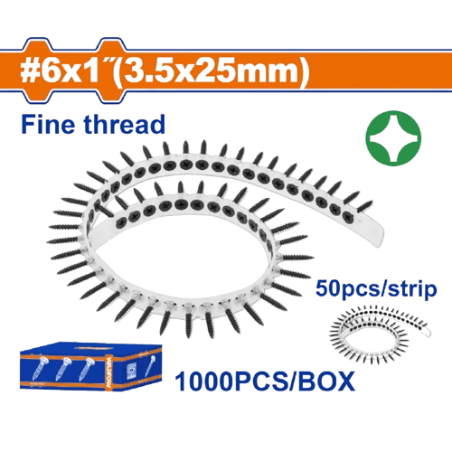 Vis autotaraudeuses Wadfow en bande, 3,5 x 25 mm, 1000 pièces