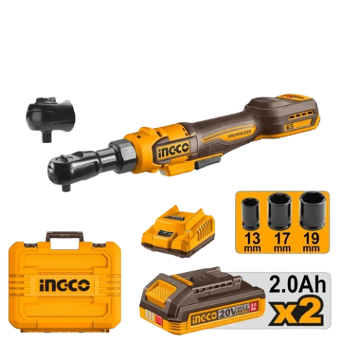 Clé à Cliquet Sans Fil 20V INGCO | Brushless 65 Nm 3/8"