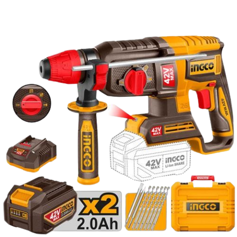 Marteau Perforateur Sans Fil Ingco 42V 2,5J Brushless