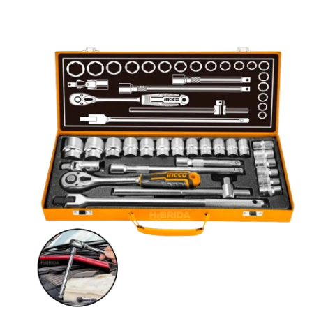 Coffret Douilles 24 Pcs INGCO Qualité Cr-V Professionnelle