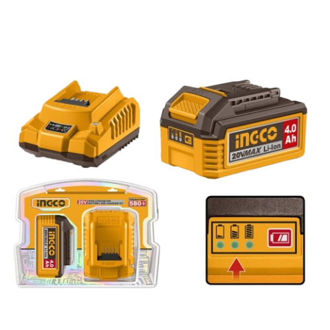 Ensemble batterie INGCO 20V 1X4.0AH + chargeur 2A FBCPK1012