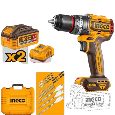 Perceuse à percussion sans fil Brushless 20V INGCO CIDLI208682