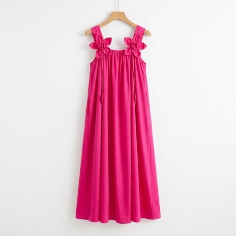 Robe Longue Fluide à Bretelles Fleuries