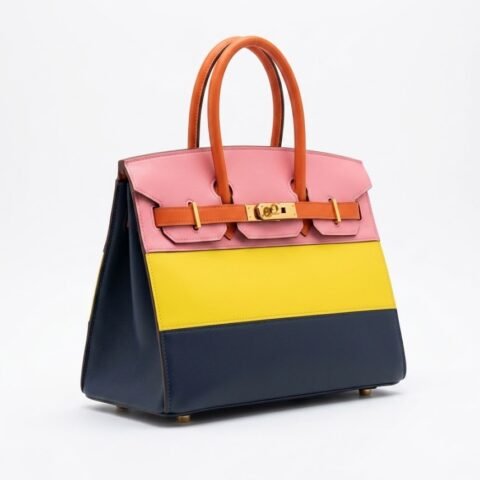 Sac à Main Elegant Tricolore en Cuir - HERMES