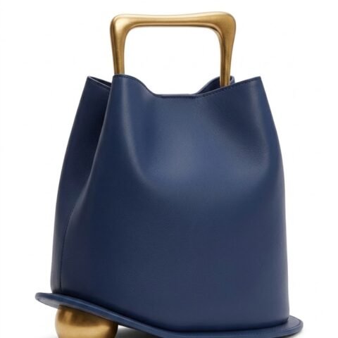 Sac à Main Élégant et Anse Sculpturale Dorée - PEDRA 25Cm