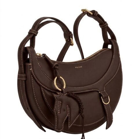 Sac à main Polène en cuir avec bijou cheval - 22Cm