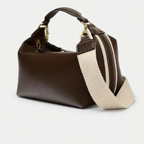 Sacoche Tendance avec Sangle Textile Beige - ZARA