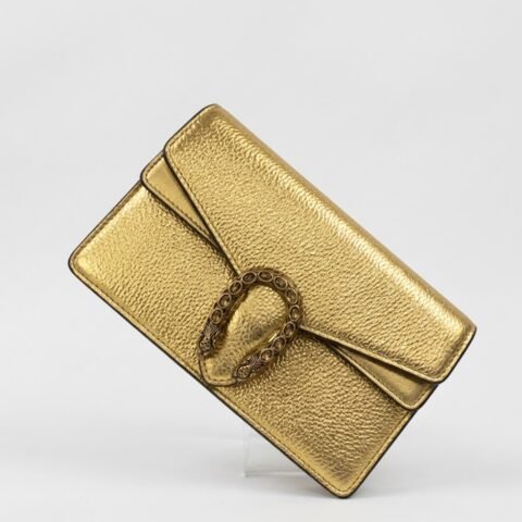 Pochette Rigide en Cuir Grainé - Boucle Métallisée GUCCI 20cm