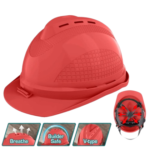 Casque de chantier bleu avec jugulaire INGCO (HSH804)