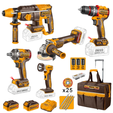 Pack Outils Sans Fil 20V INGCO | Kit Combo 5 Pièces