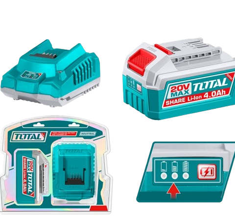 Kit Batterie 20V 4Ah + Chargeur Rapide TOTAL P20S - TFBCPK1012