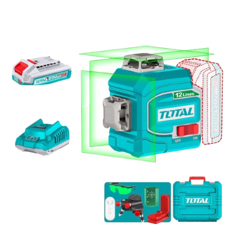 Niveau Laser 3D 20V 35m + 2 Batteries 2Ah & Accessoires - TOTAL TLL3012165