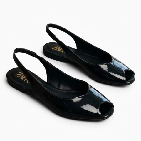 Sandales slingback vernies  à bout ouvert – Zara
