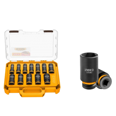 Coffret de 12 Douilles à Impact Longues 1/2" INGCO (10-24 mm)