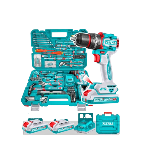 Mallette d'outils 218 pcs TOTAL THKTHP42187 avec Perceuse 20V